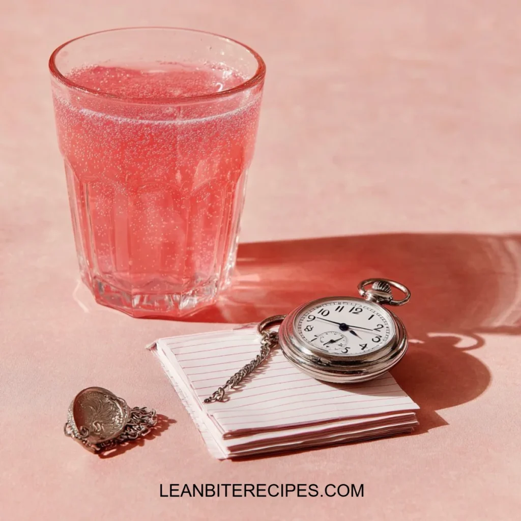 Dr. Rocio Pink Gelatin Drink in a glass, showcasing its vibrant pink color and refreshing appeal.