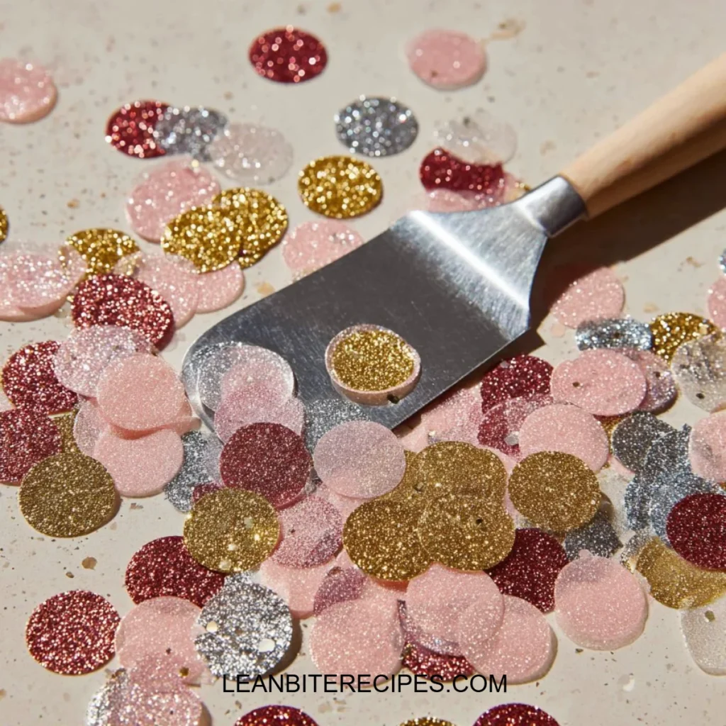 Colorful gelatin sequins as a sweet and slimming snack option
