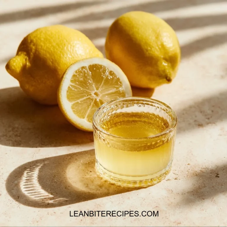 A refreshing Lemon Gelatin Tonic in a glass garnished with lemon slices.